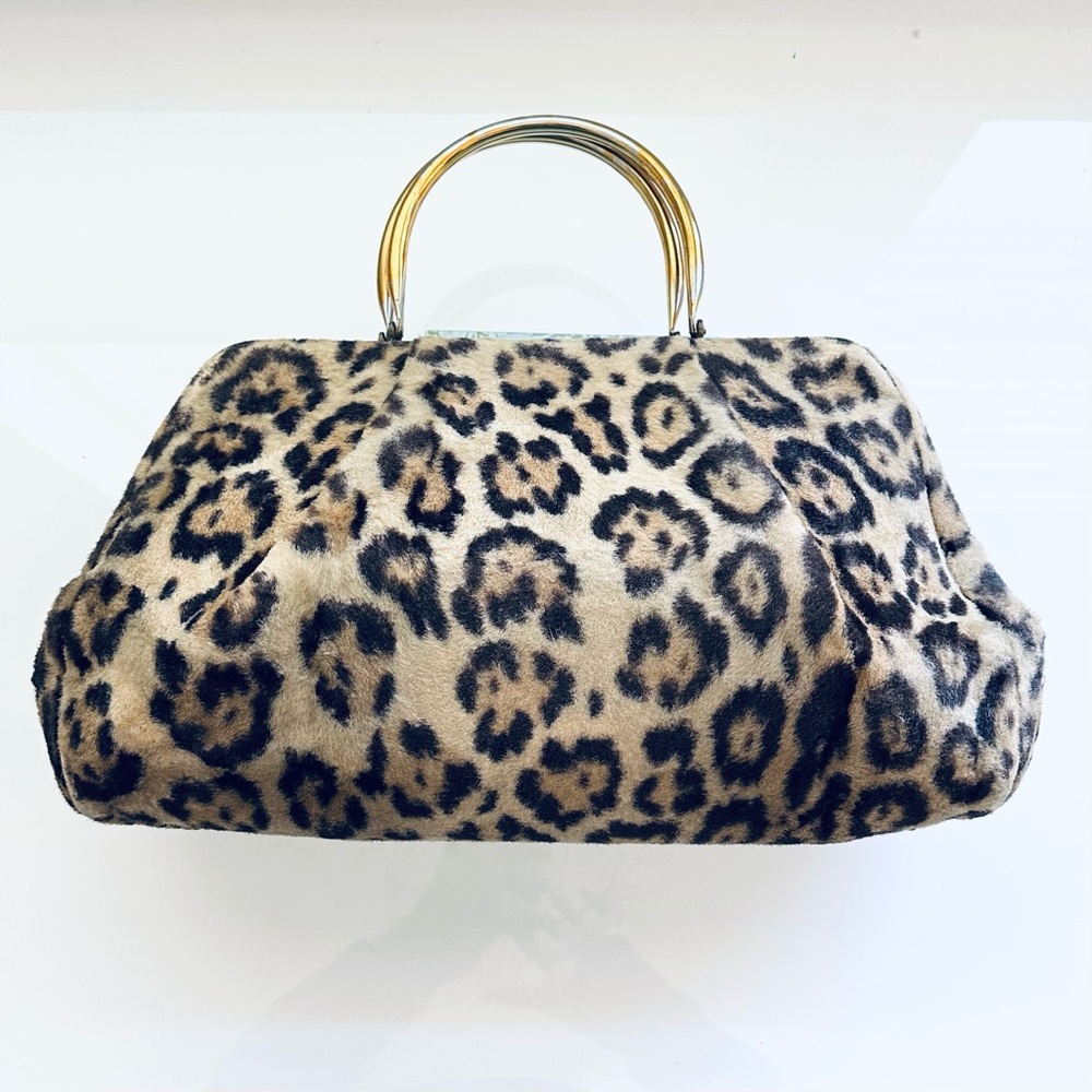 Ronay Vintage Leopard Print Handbag with Gold Handles